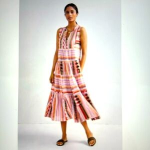 Anthropology Devotion Twins Embroidered Midi Dress S